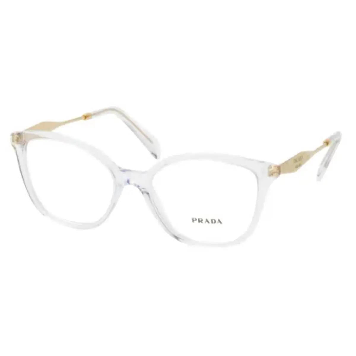 Prada Eyeglasses Vpr 02Z 2AZ-1O1 52-17 140 Crystal Clear Gold Cateye Frames