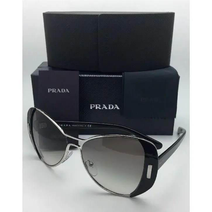 Prada Sunglasses Spr 60S 1AB-0A7 55-16 Silver Black Frame w/ Grey Gradient