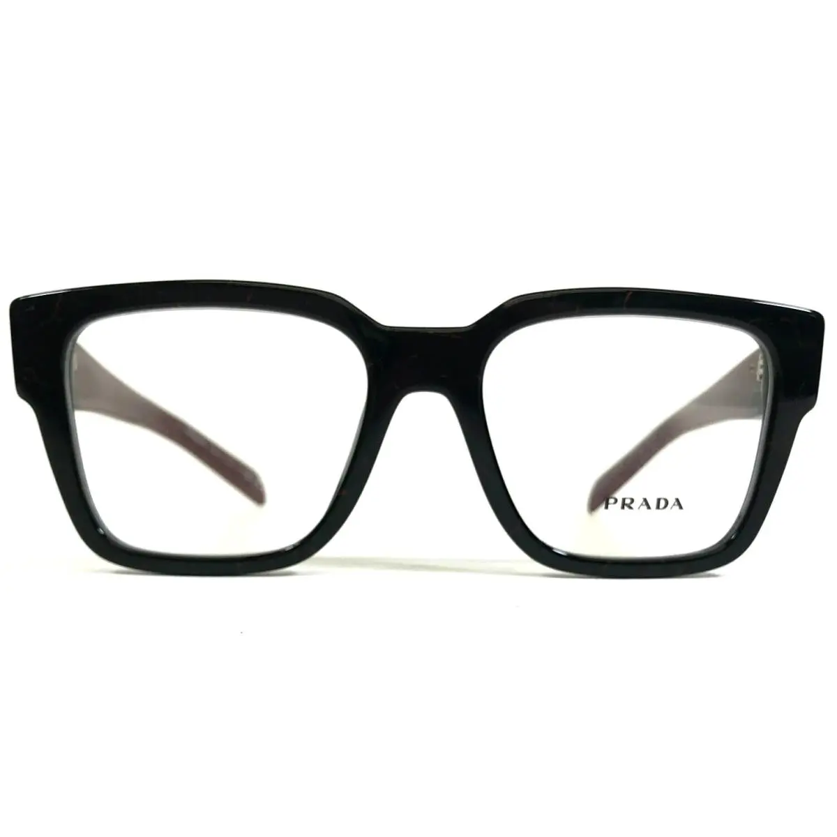 Eyeglasses Frames VPR08Z 11F-1O1 Shiny Black Red Square Full Rim 52-18-140 by Prada