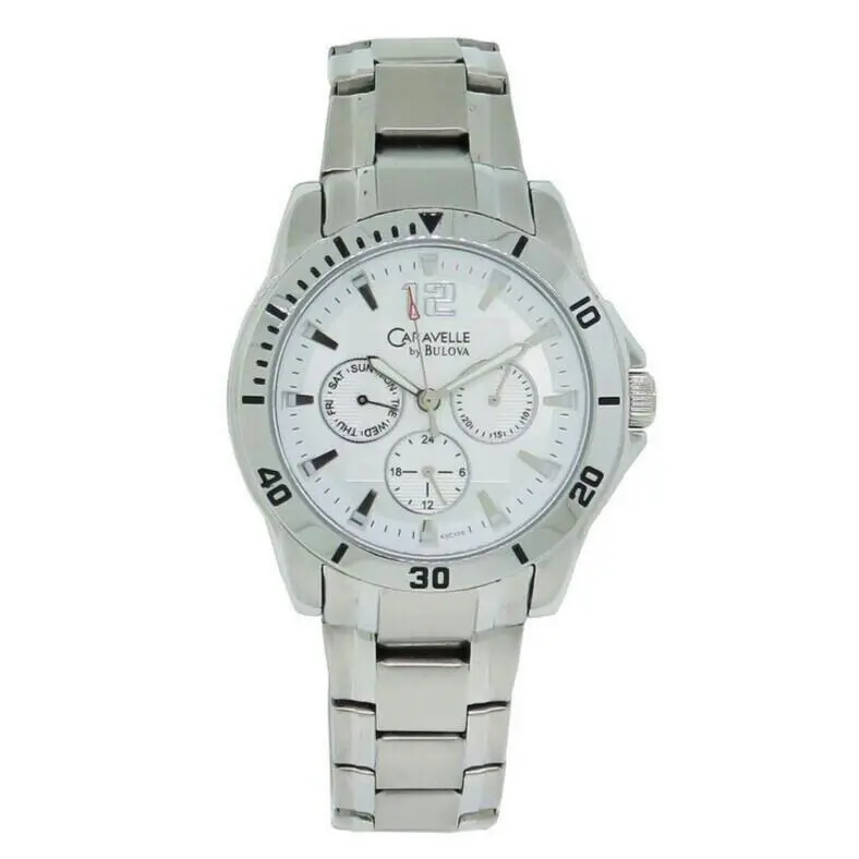 Caravelle by Bulova Men`s White Dial 40 mm Day Date Qtz 43C106