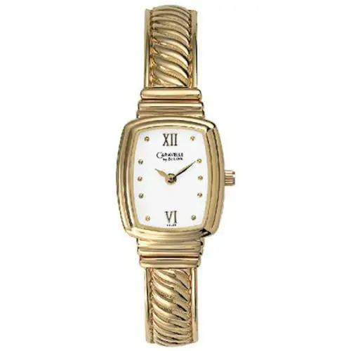 by Bulova 44L59 Gold Tone White Dial Watch by Caravelle
