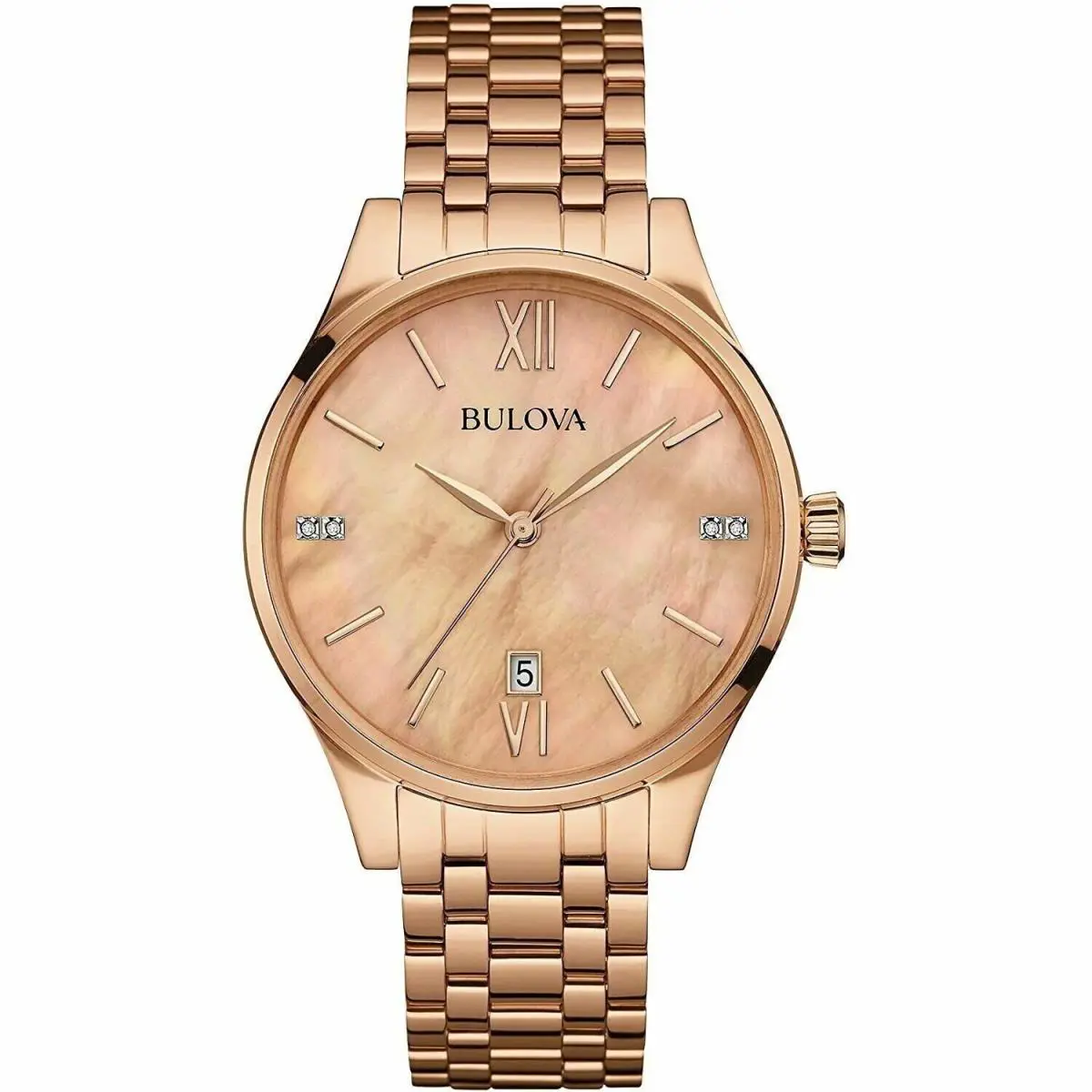 Bulova 97P113 Rose Gold-tone Stainless Steel Diamond Accented Ladies Watch by Caravelle