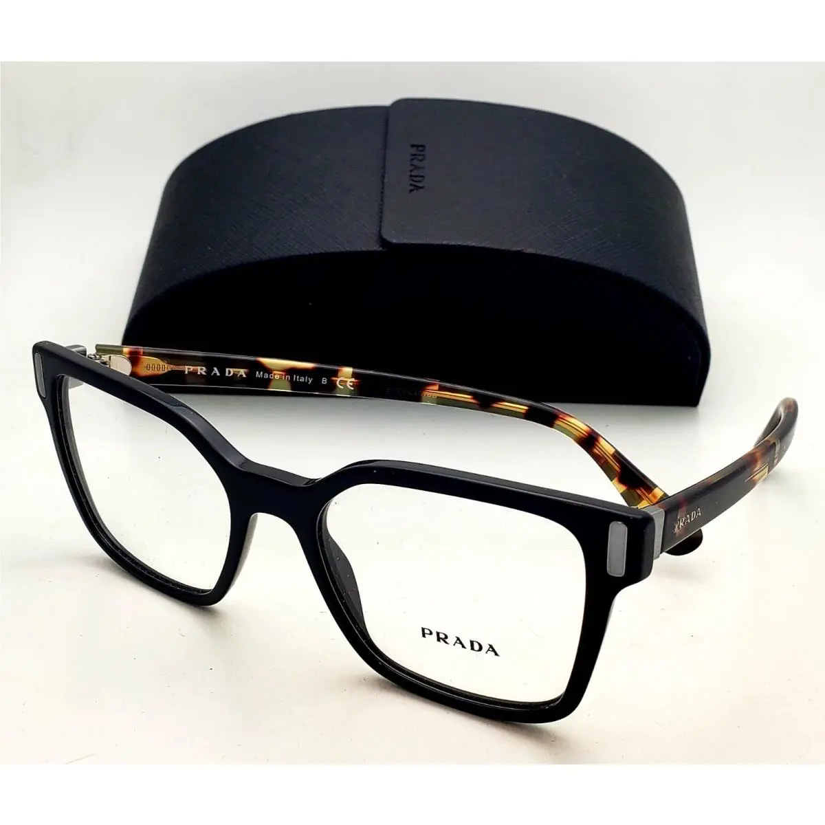 Prada Eyeglasses Vpr 05T 1AB-1O1 50-18 135 Shiny Black Tortoise Frames