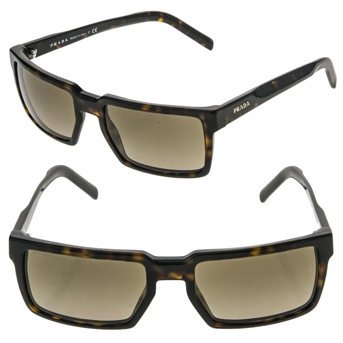 Prada 03S Technique Square Brown Havana Narrow Classic Sunglasses Unisex PR03SS
