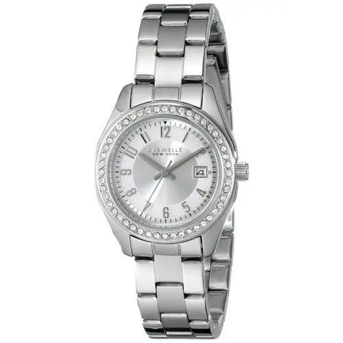 Bulova Caravelle 43M108 York Silver Tone Stainless Steel Crystal Women`s Watch