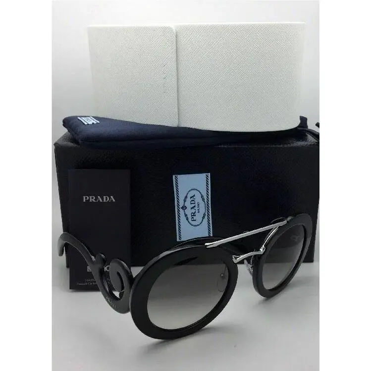 Prada Sunglasses Spr 13S 1AB-0A7 54-25 Black Silver Frame w/ Grey Gradient