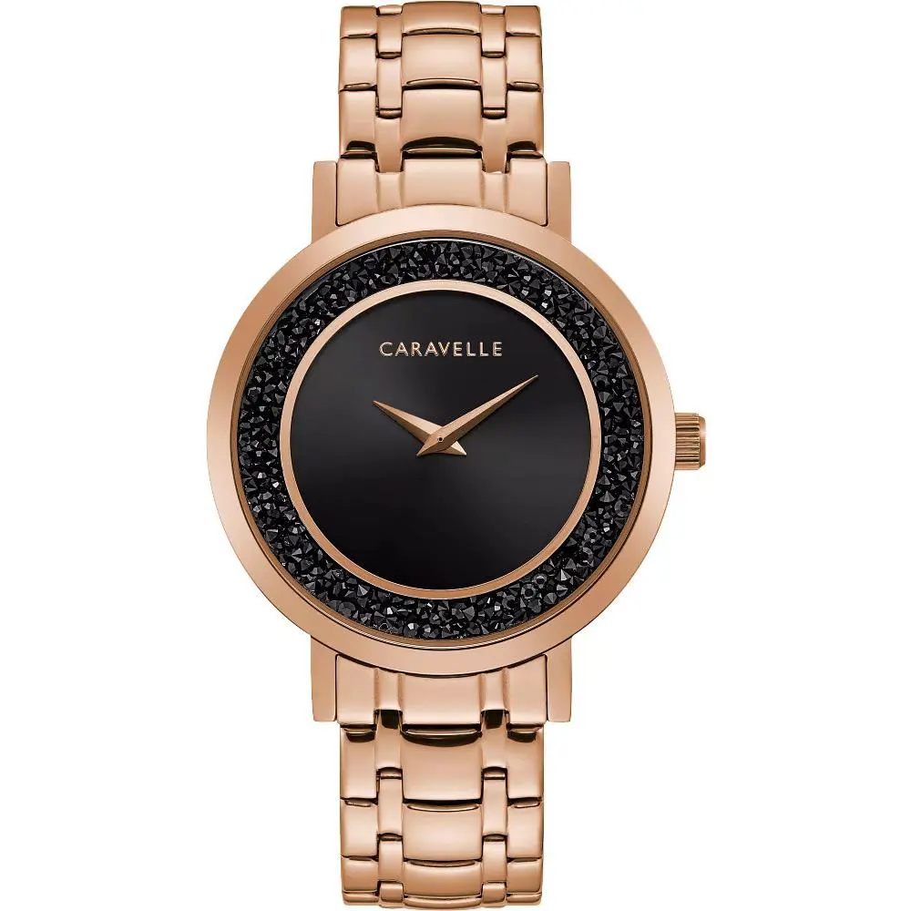 by Bulova 44L252 Rose Gold-tone Crystal Accented Women`s Watch by Caravelle