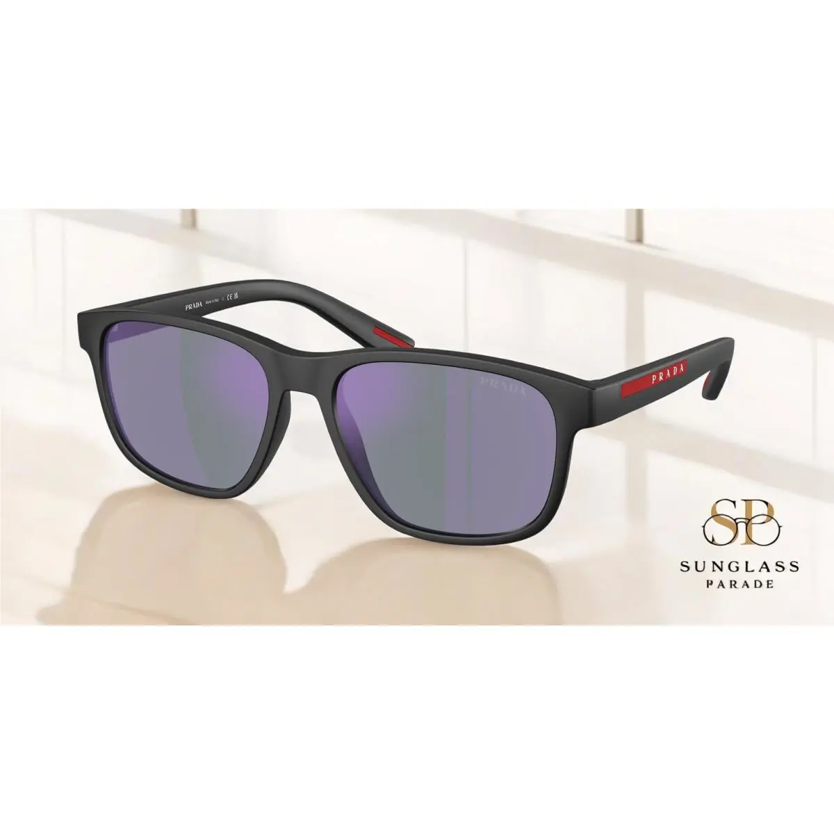Prada Linea Rossa PS 06YS 1BO10J Mt Black Dk Blue Mir Violet 56 Men`s Sunglasses
