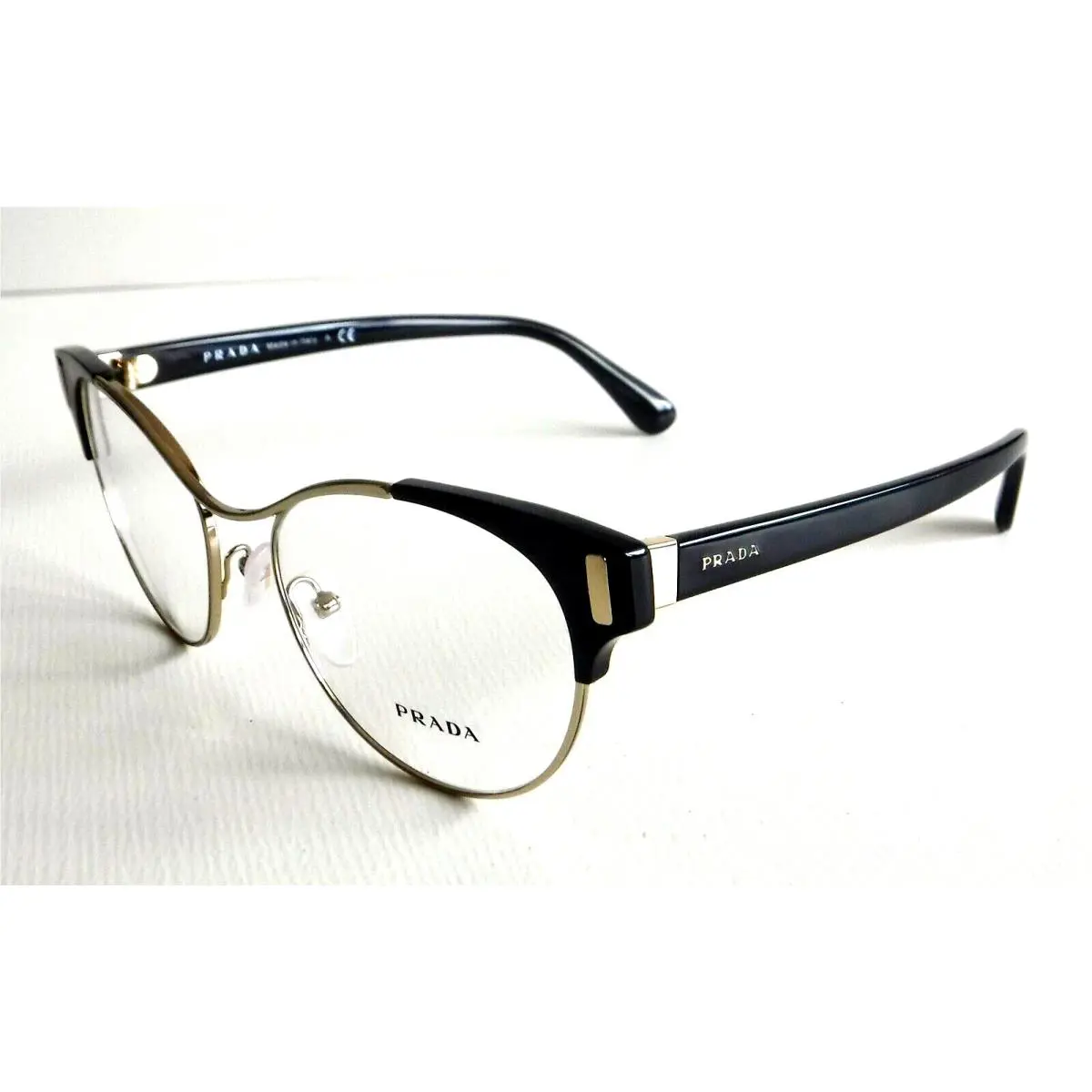 Prada Eyeglasses Vpr 61T 1AB-101 Black Metal Frames Clear Lens Case 51-18-140