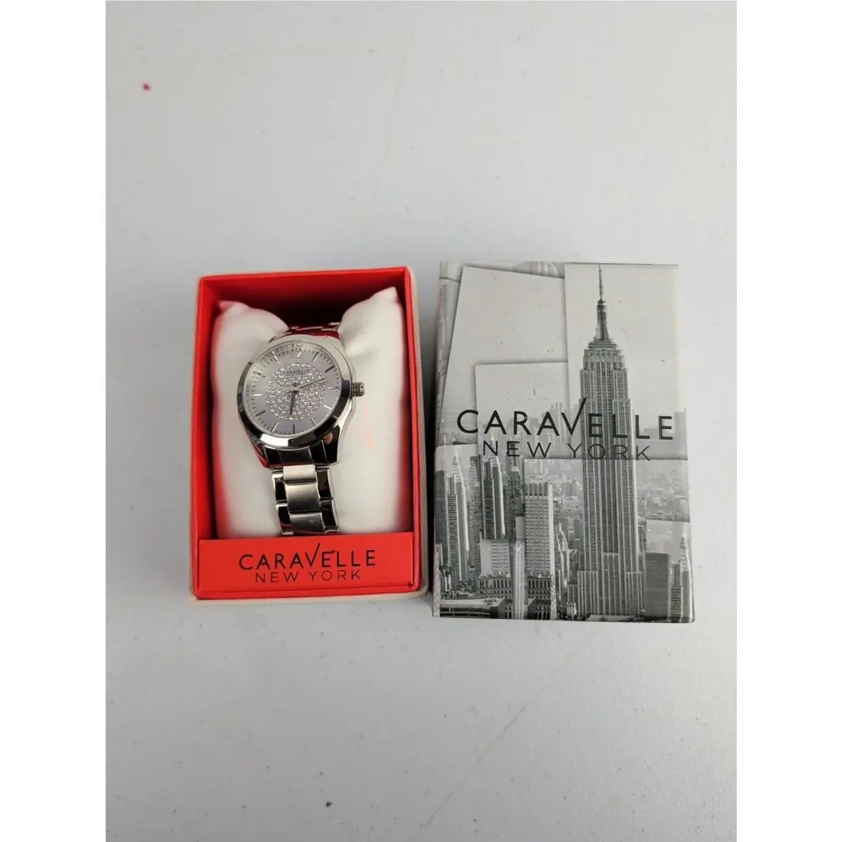 Caravelle Women`s Crystal Silver Dial Watch - 43L206