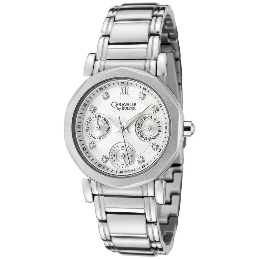Caravelle by Bulova 43P101 Women`s 8 Diamond Stainless Steel Silver Tone Watch