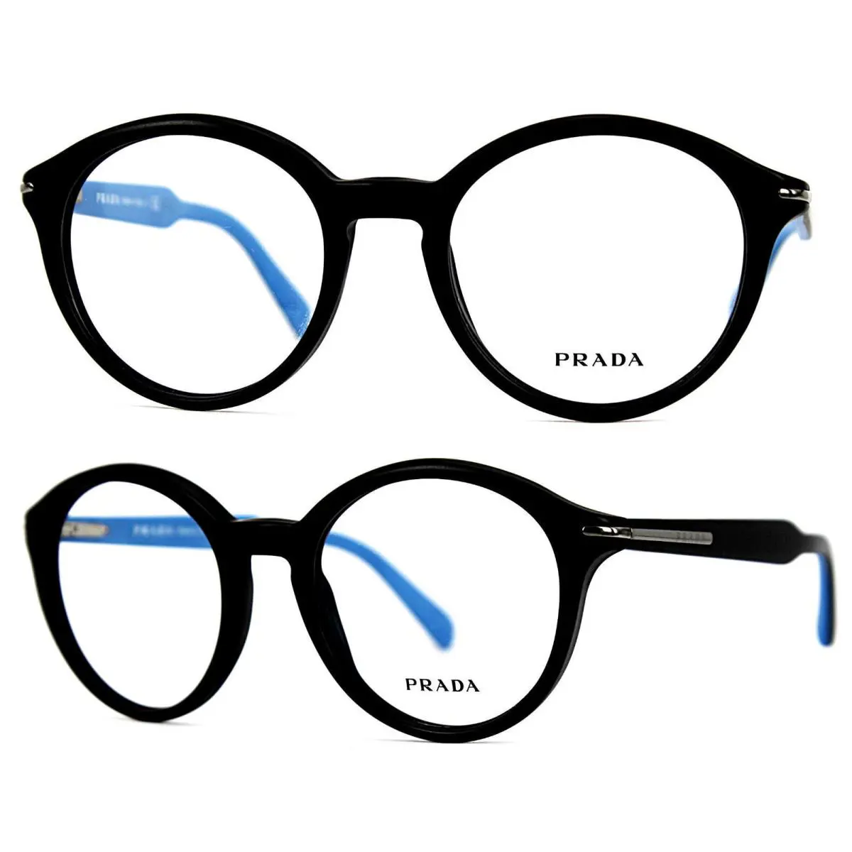 Luxury Prada VPR08P Eyeglasses Frames Black Blue 1BO-1O1
