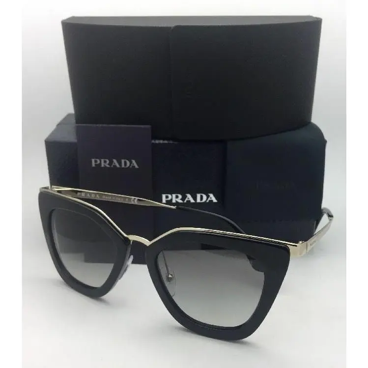 Prada Sunglasses Spr 53S 1AB-0A7 52-21 Black Gold Frame w/ Grey Gradient