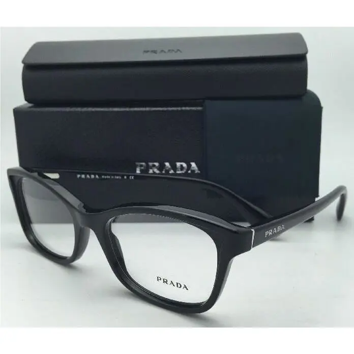 Prada Eyeglasses Vpr 05P 1AB-1O1 52-18 Black Cat-eye Frames with Demo Lenses