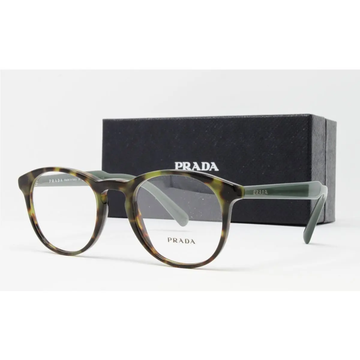 Prada Eyeglasses Men`s Round Plastic Frame Top Black Matte Tortoise 48mm