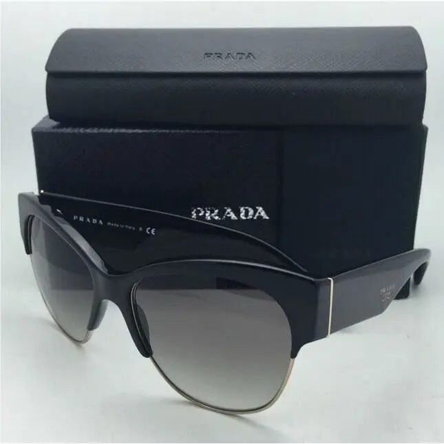 Prada Sunglasses Spr 11R 1AB-0A7 56-16 Black Gold w/ Grey Gradient Lenses