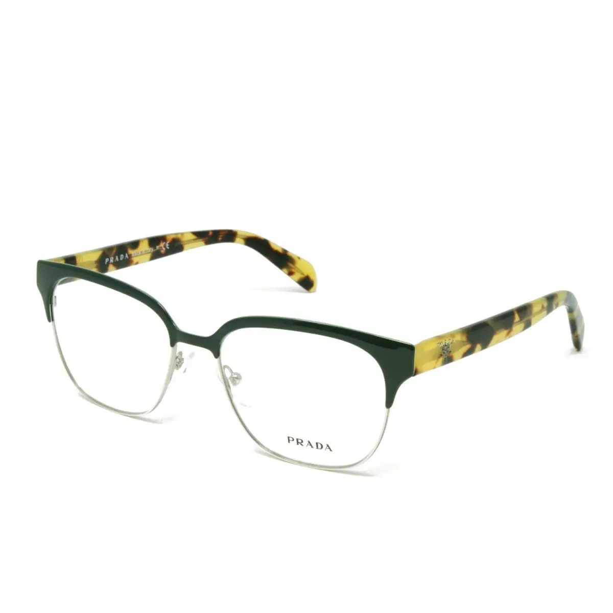 Prada PR54SV-UEZ1O1 Green Silver 52mm Square Metal Unisex Eyeglasses
