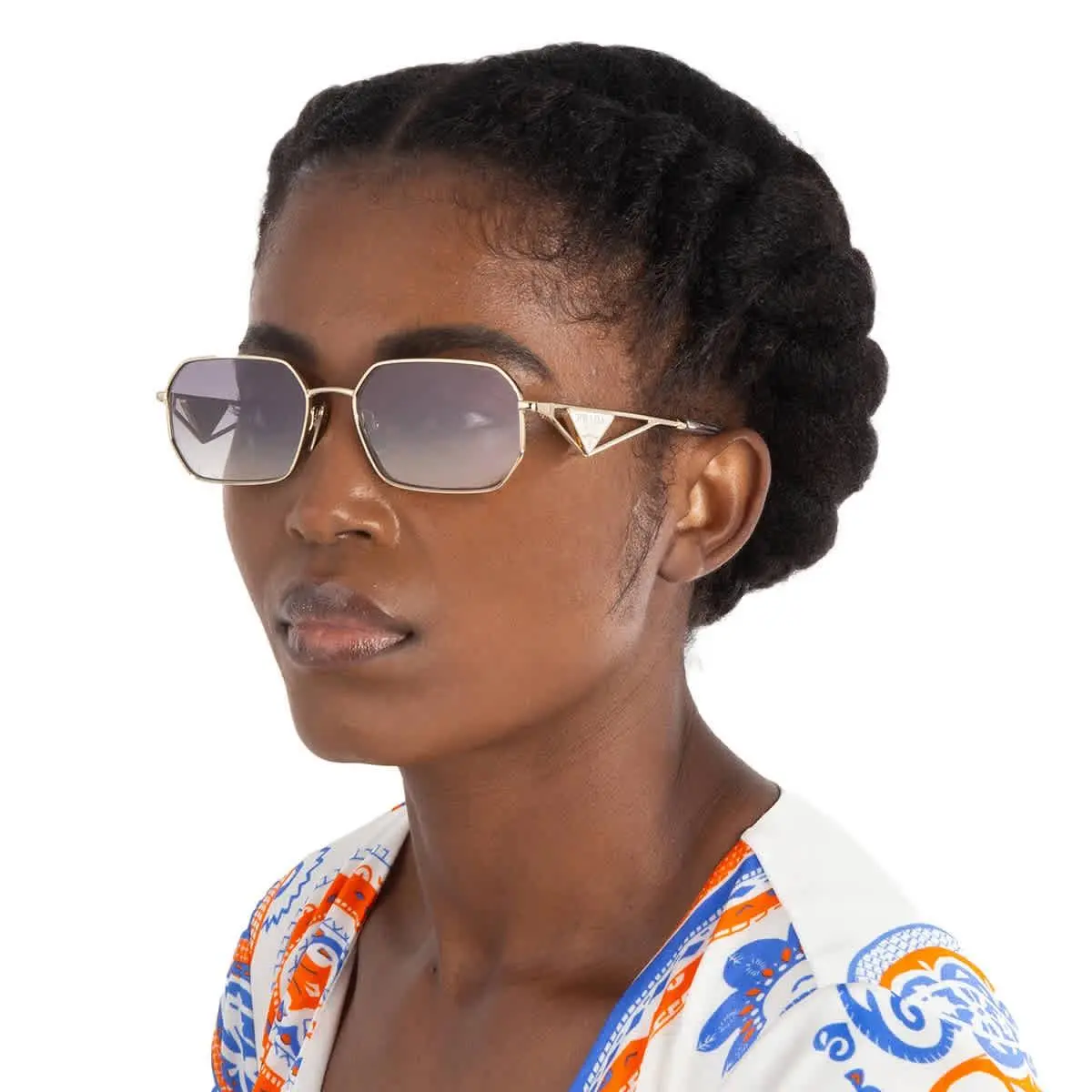 Prada Blue Gradient Mirror Silver Geometric Ladies Sunglasses PR A51S ZVN30C 58