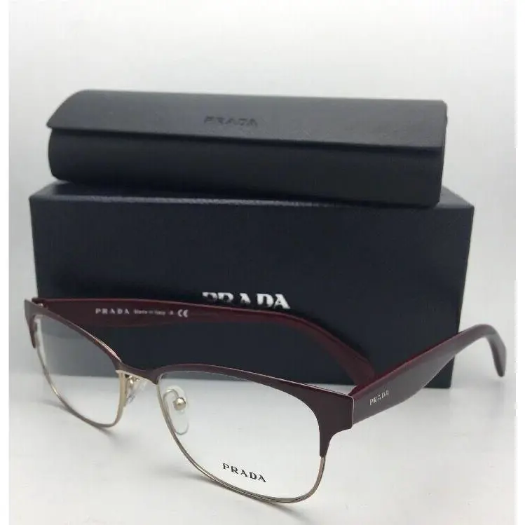 Prada Rx-able Eyeglasses Vpr 65R UAN-1O1 53-16 140 Burgundy Gold Frames