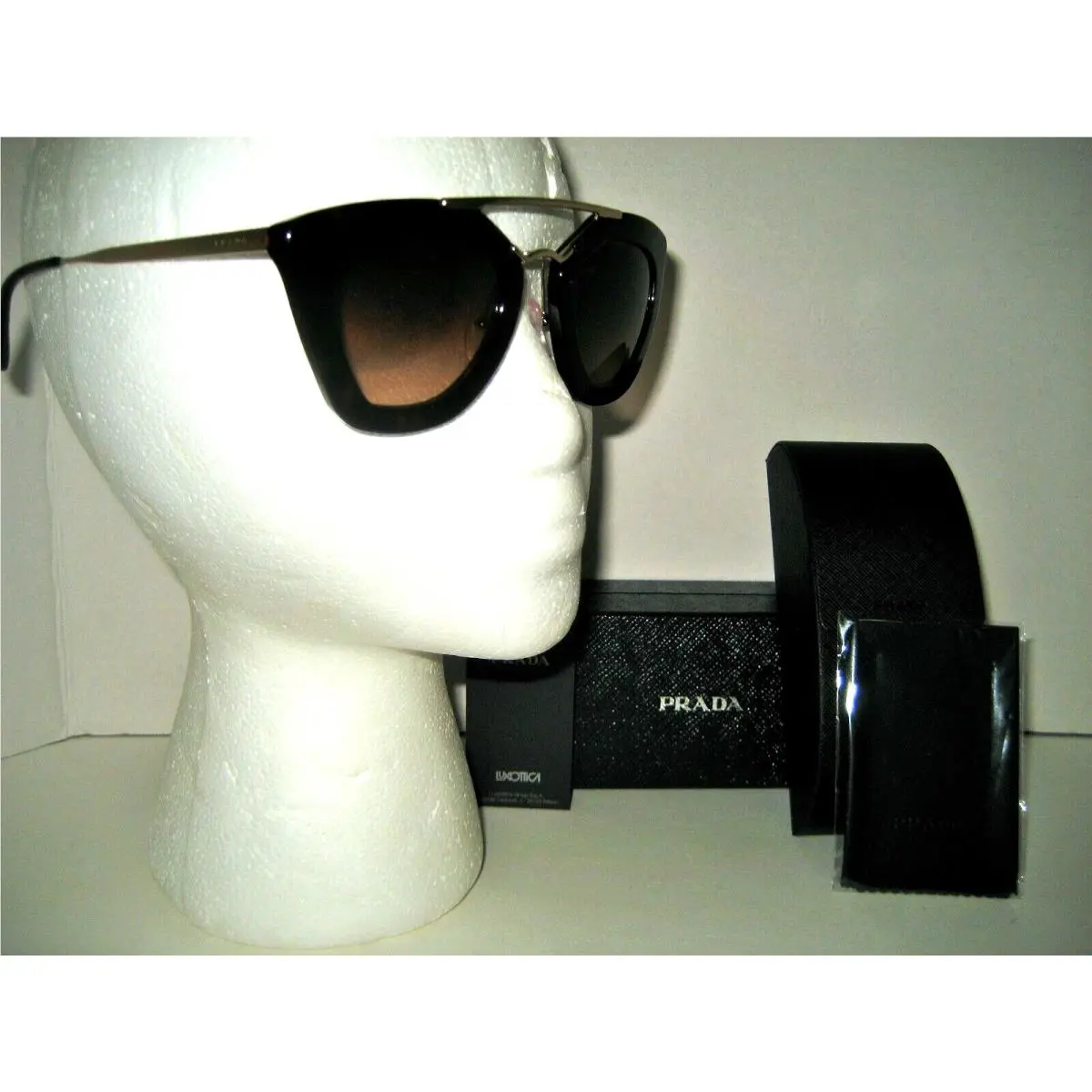 Women SPR09Q Cinema Havana Brown Acetate Gold Cateye Sunglasses Case by Prada