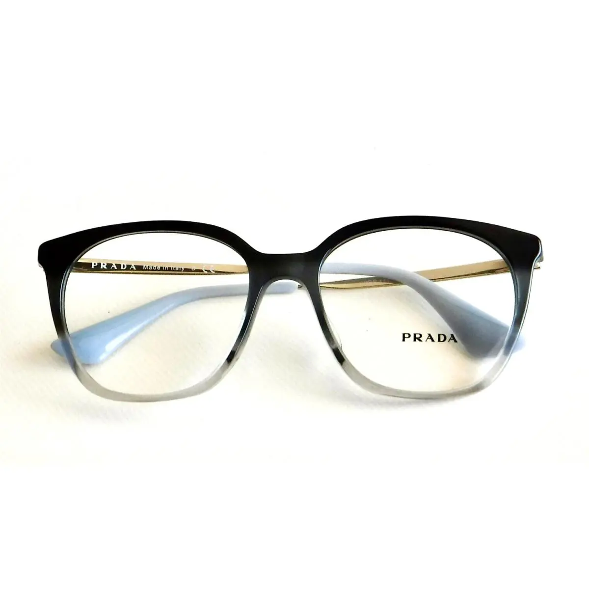 Prada Eyeglasses Vpr 11T Black Fade Frames Clear Lens Case 53-17-140