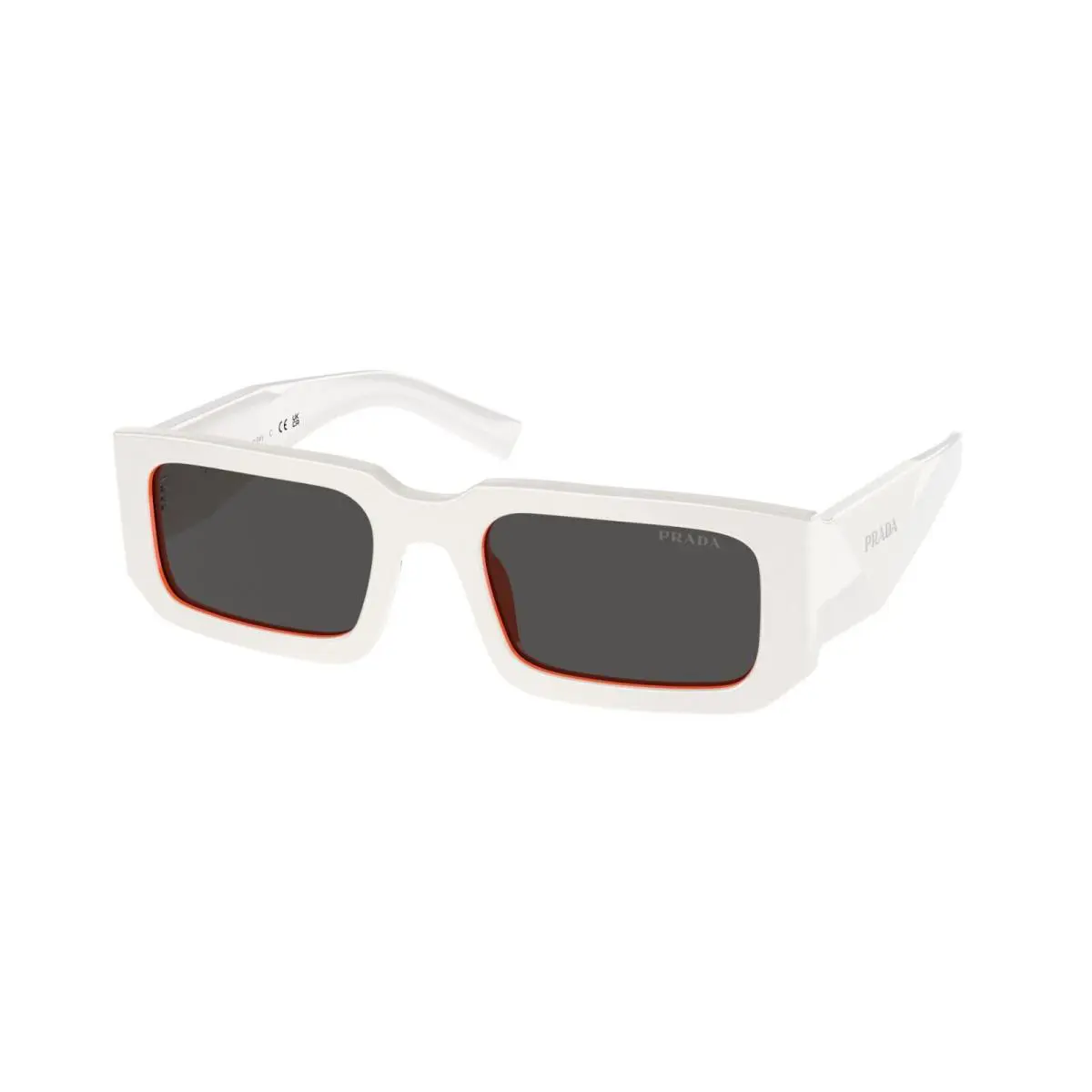 Prada Symbole PR 06YS Talc White Orange/dark Grey 17M5S0 Sunglasses - Frame: Talc White Orange, Lens: Dark Grey
