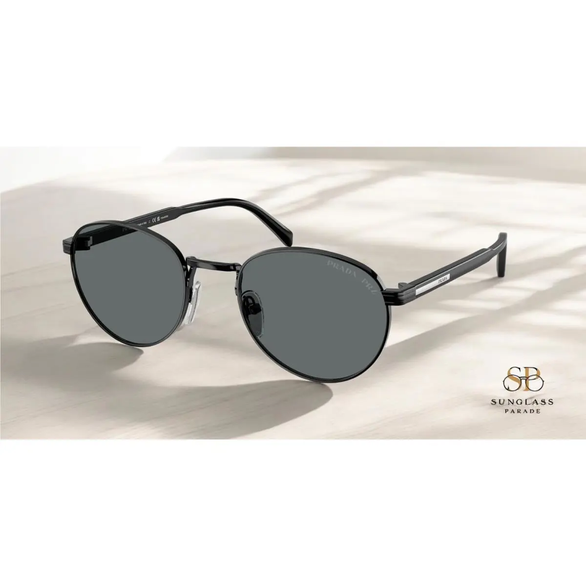 Prada PR B51S 1AB5Z1 Shiny Black Black Polar Polarized 53 mm Men`s Sunglasses