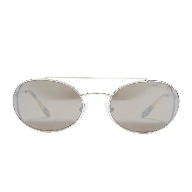 Prada Spr 66VS61-ZP Oval Silver Sunglasses Gray Lenses 51mm