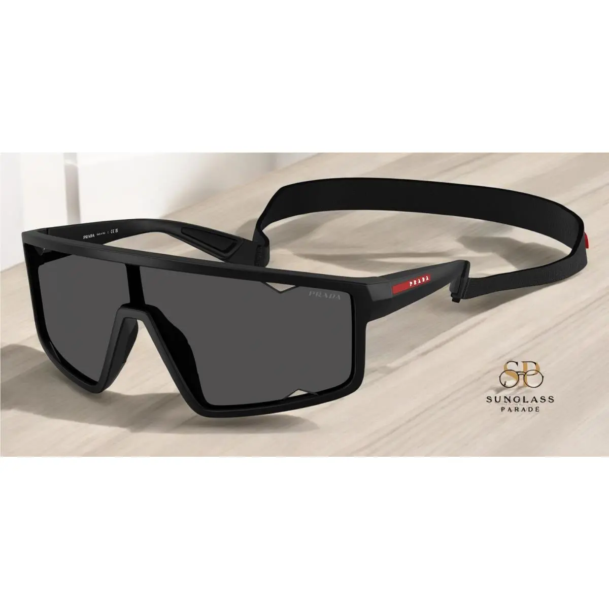 Prada Linea Rossa PS A03S 1BO5S0 Matte Black Dark Grey 41 mm Men`s Sunglasses
