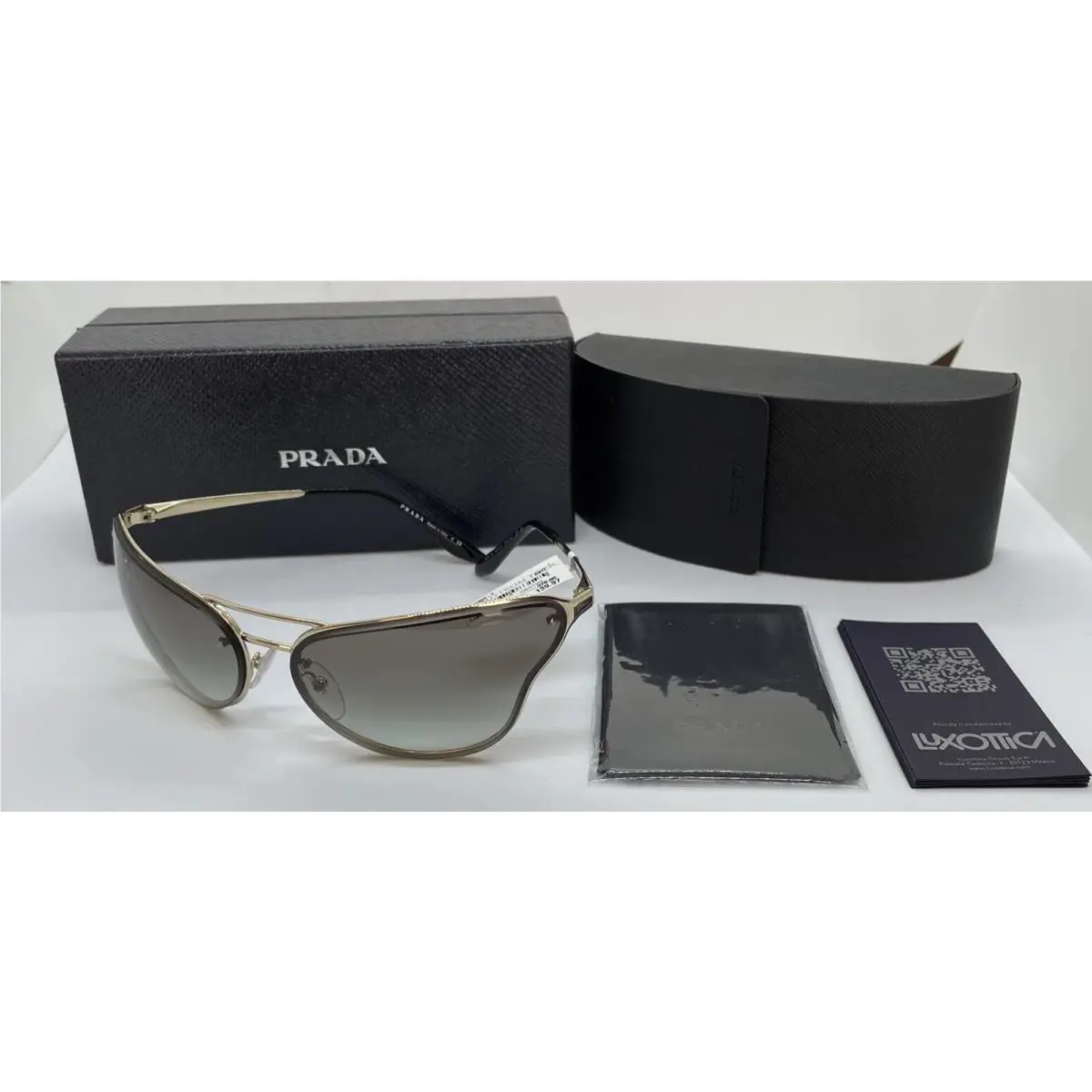 Prada Sunglasses For Women Spr 74V Catwalk Gold Frames Brown Gradient Lens