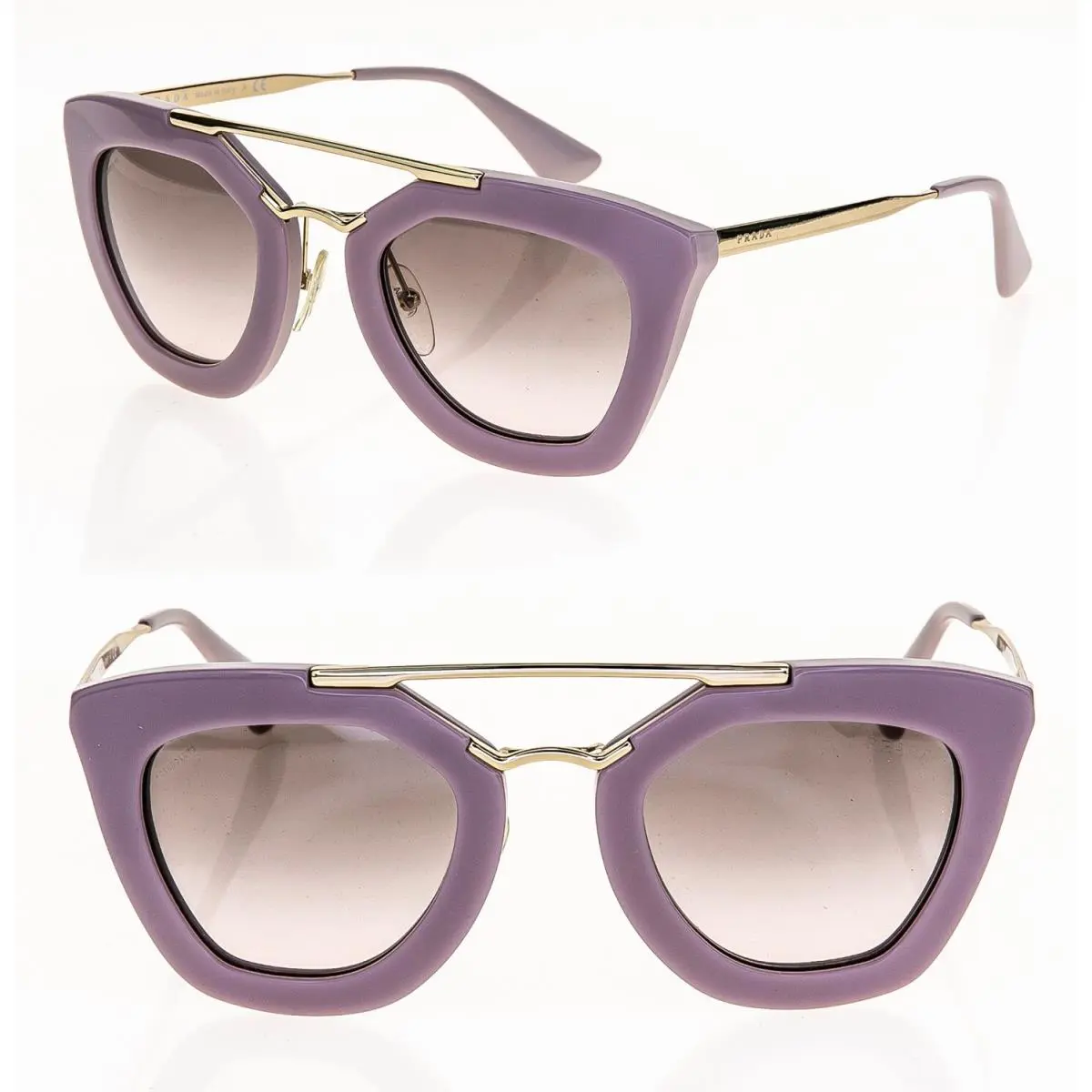 Prada Cinema Iconic Sunglasses 09Q Opal Pink Gold Aviator Cat Gradient PR09QS