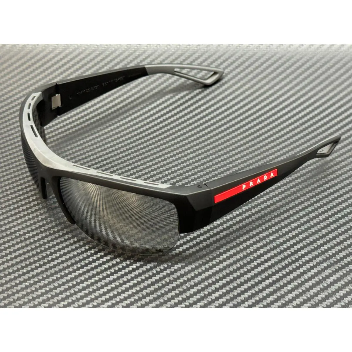 Prada Linea Rossa PS A01S 1BO05A Black Silver Grey Men`s 69 mm Sunglasses
