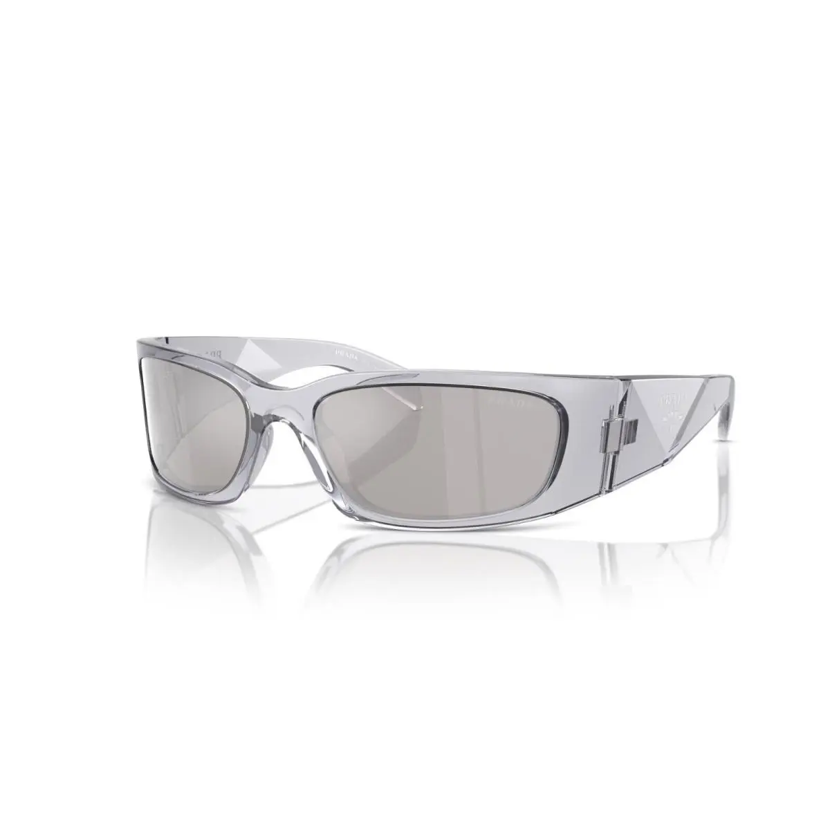 Prada PR A19S Transparent Grey/light Grey Silver Mirrored 1AB-5S0 Sunglasses