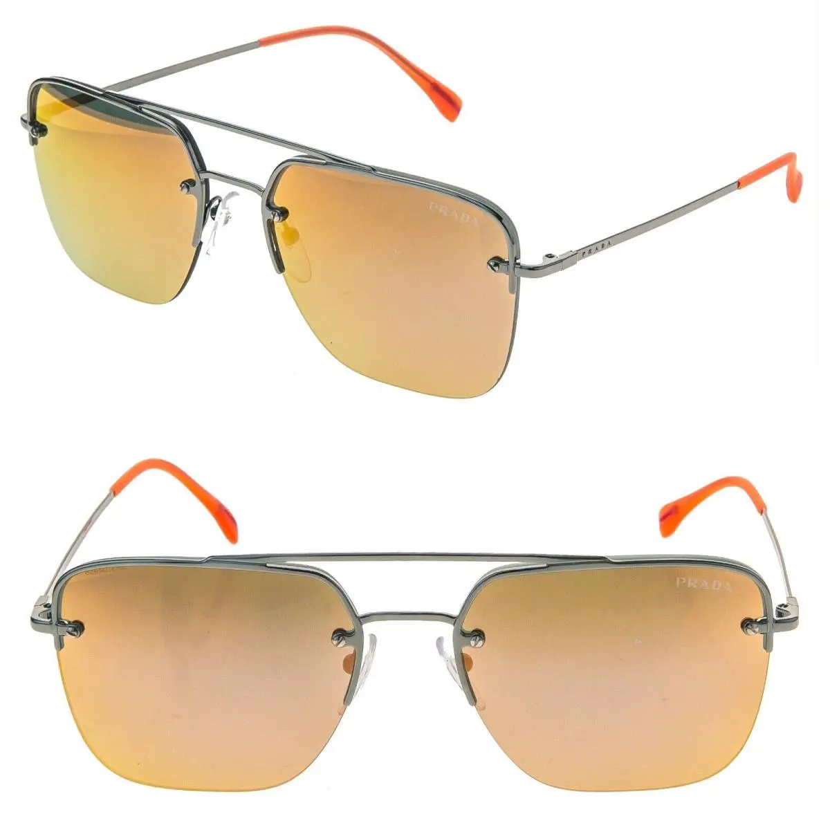 Prada 54S Linea Rossa Spectrum Sport Sunglasses Gunmetal Orange Mirror PS54SS