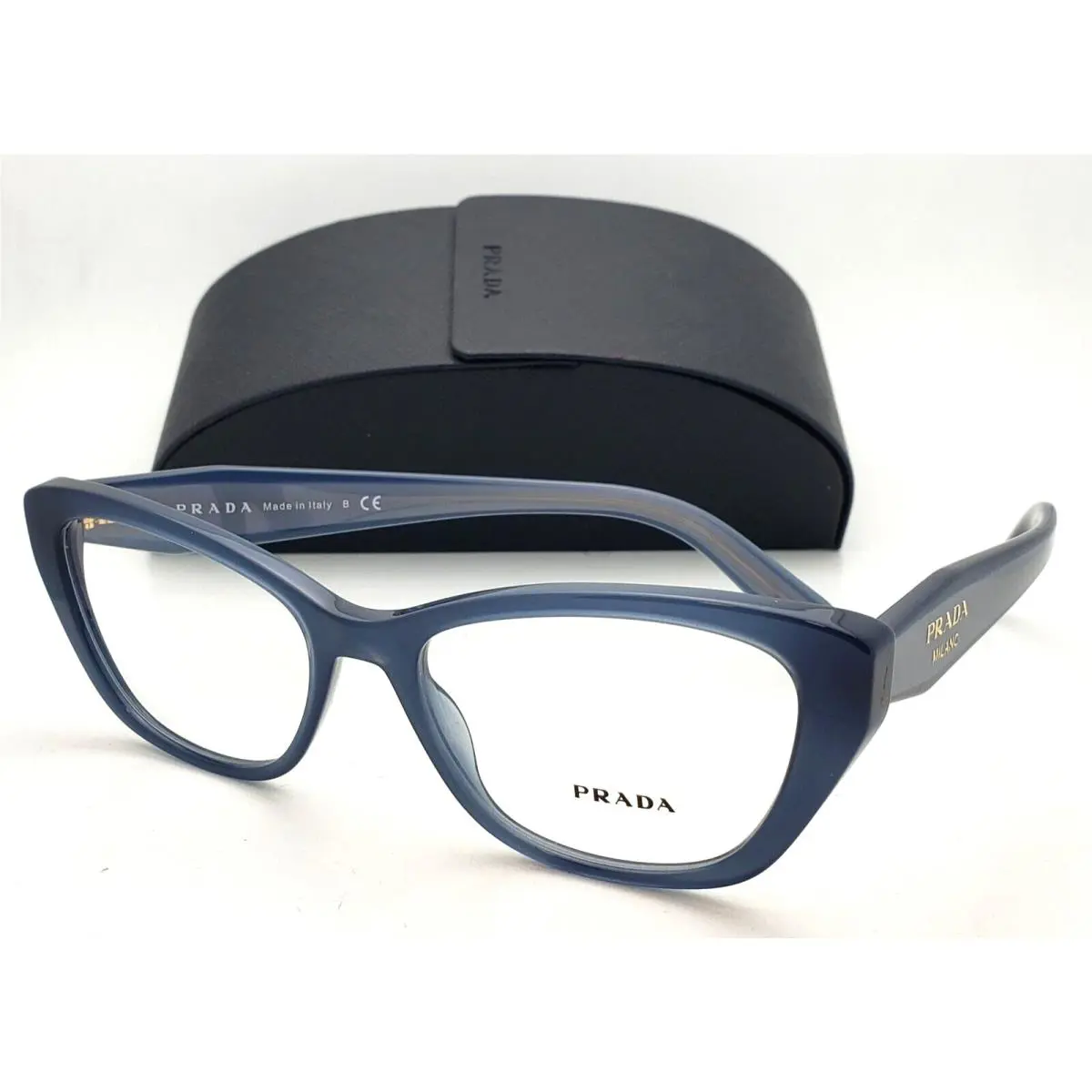 Prada Eyeglasses Vpr 19W 07Q-1O1 53-17 140 Blue Opal Astral Cat Eye Frames