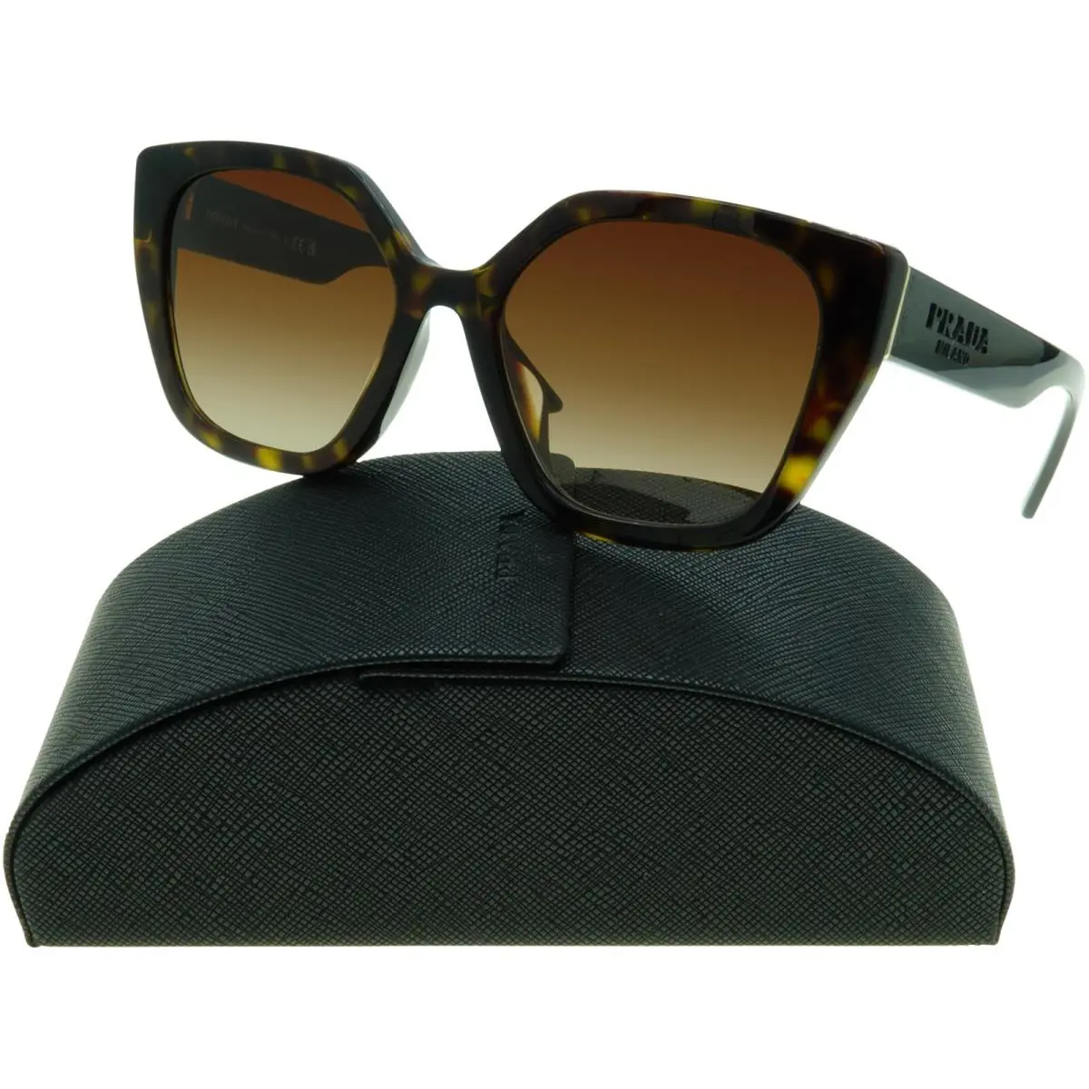 Prada Cateye Sunglasses PR17ZS VAU6S1 Tortoise w Black Temples Women`s Hot Style
