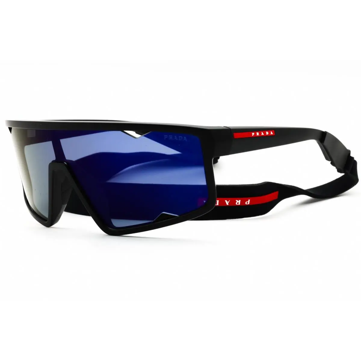 Sport PS A03S 1BO10J Sunglasses Matte Black Frame Blue Mirrored Violet by Prada