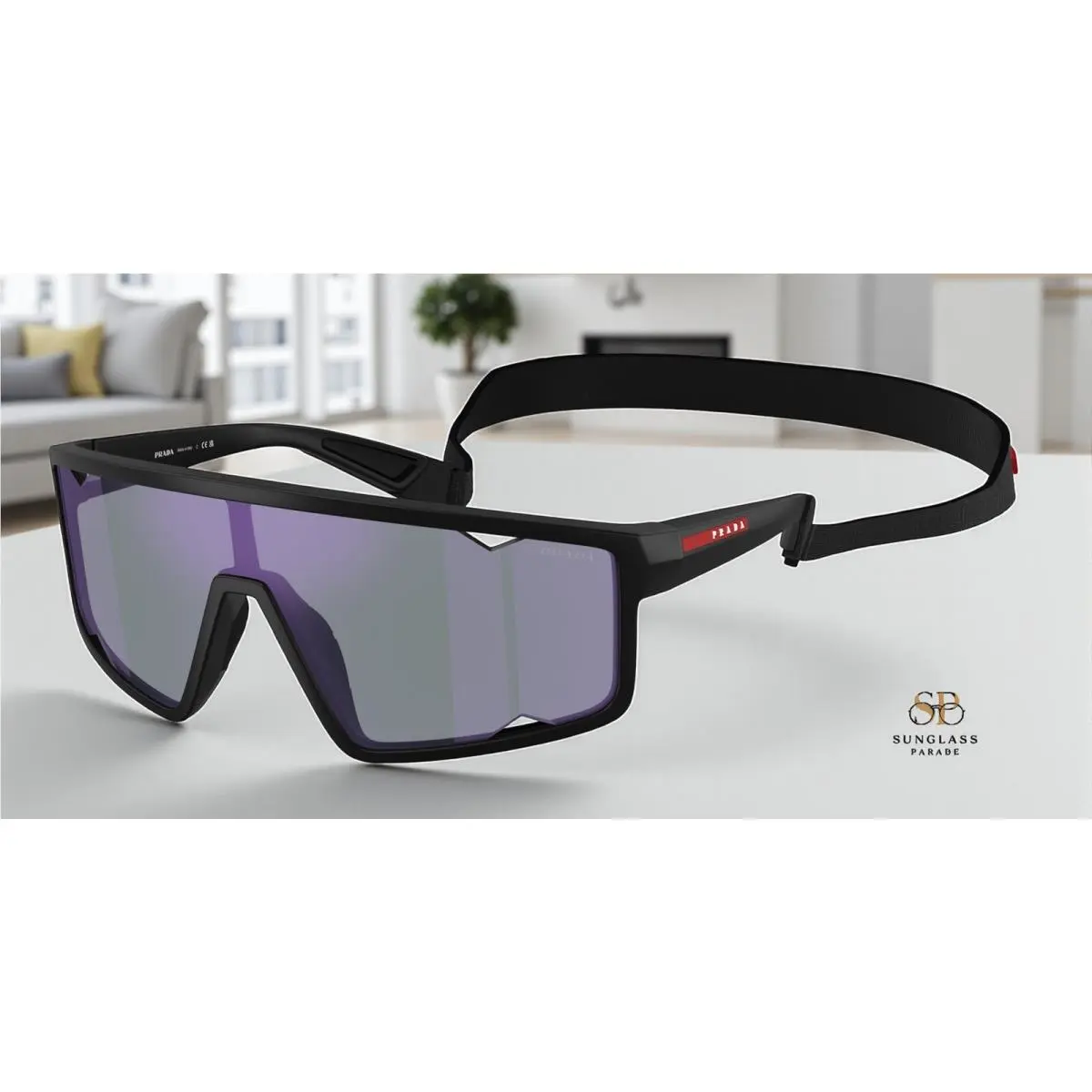 Prada Linea Rossa PS A03S 1BO10J Mt Black Dk Blue Mir Violet 41 Men`s Sunglasses