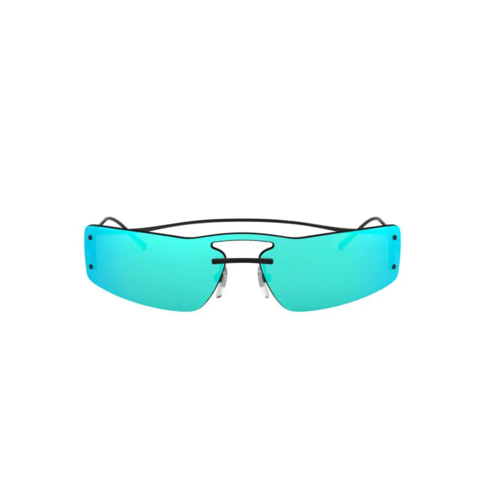 Unisex Prada PRVS38-Z Rectangle Blue Mirrored Wrap Sunglasses