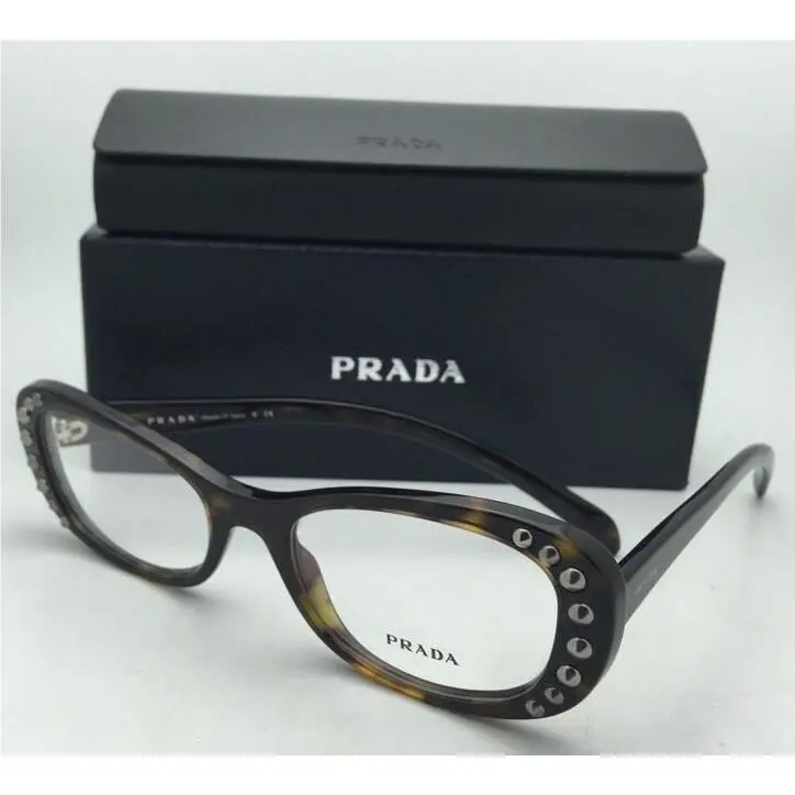Prada Eyeglasses Vpr 21R 2AU-1O1 53-19 140 Tortoise Havana Frames with Studs