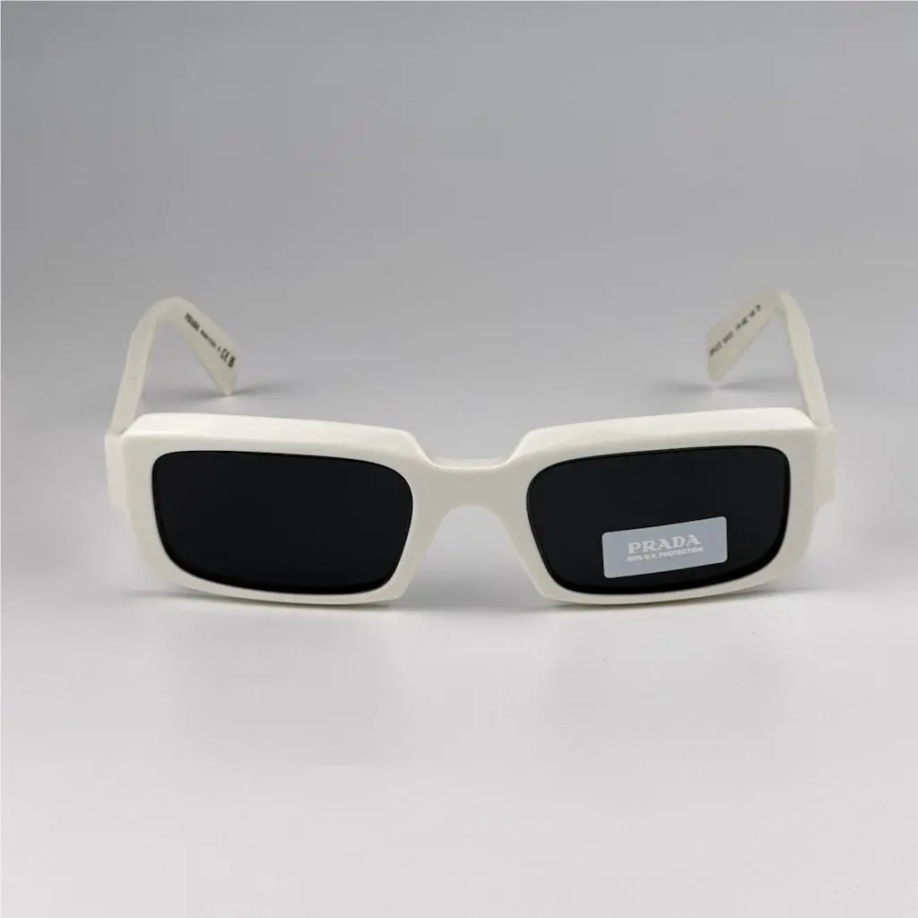 Prada Men Sunglasses Talc White Dark Grey Square PR27ZS 17K08Z