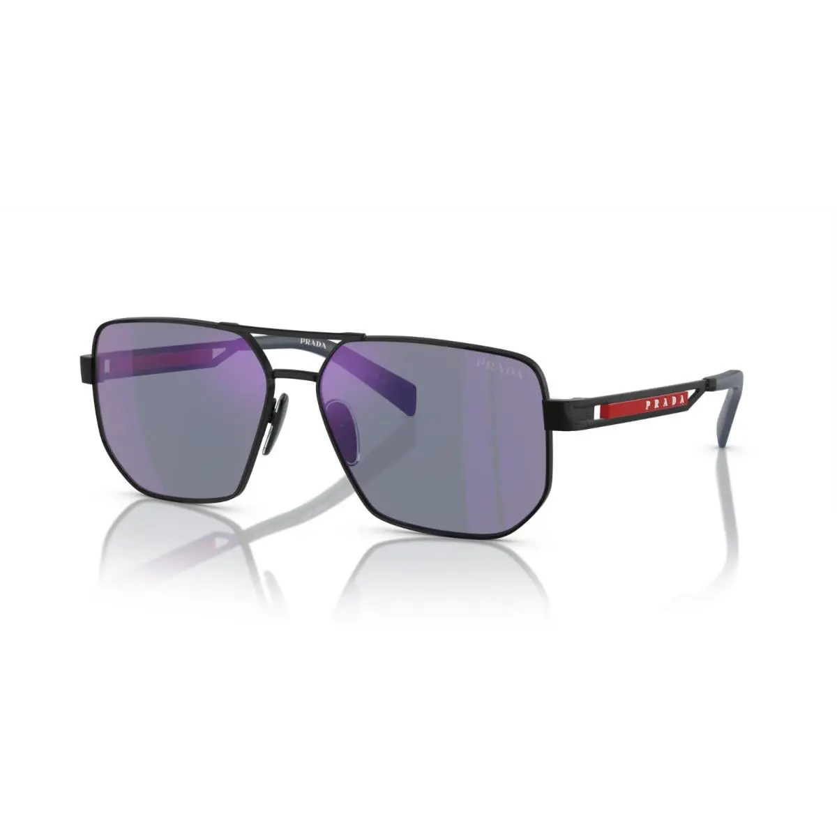 Prada Linea Rossa PS 51ZS Matte Black/blue Violet Mirrored 1BO-70A Sunglasses