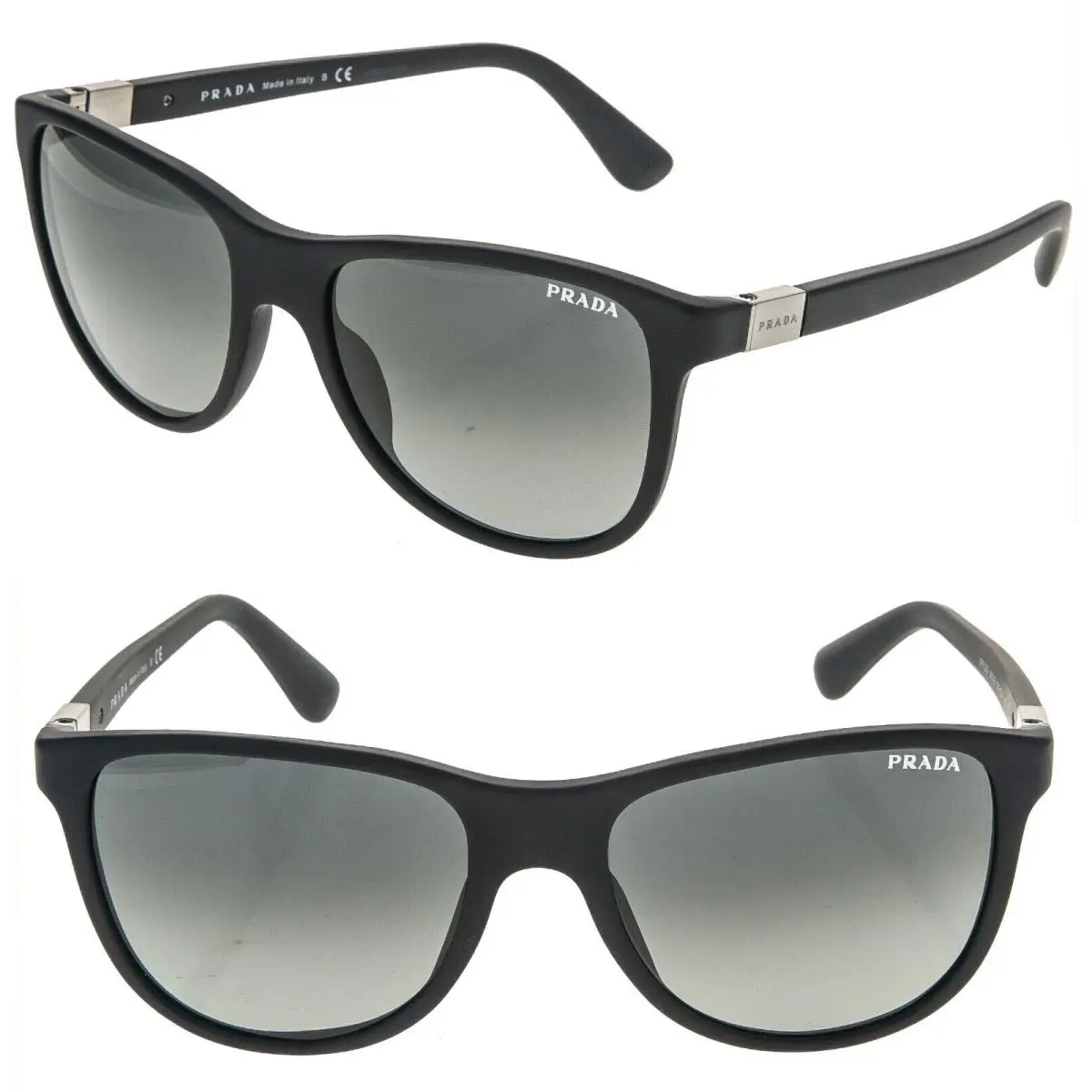 Prada 20S Square PR20SS Matte Black Sport Aviator Logo Sunglasses