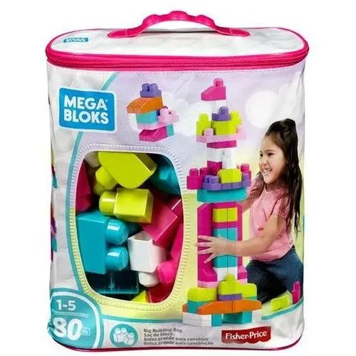Mega Bloks - Big Building Bag Pink 80 Piece Toddler Buiding Toy Set