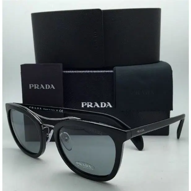 Prada Sunglasses Spr 17Q 1AB-3C2 55-21 Black Gunmetal Frame w/ Grey Lenses