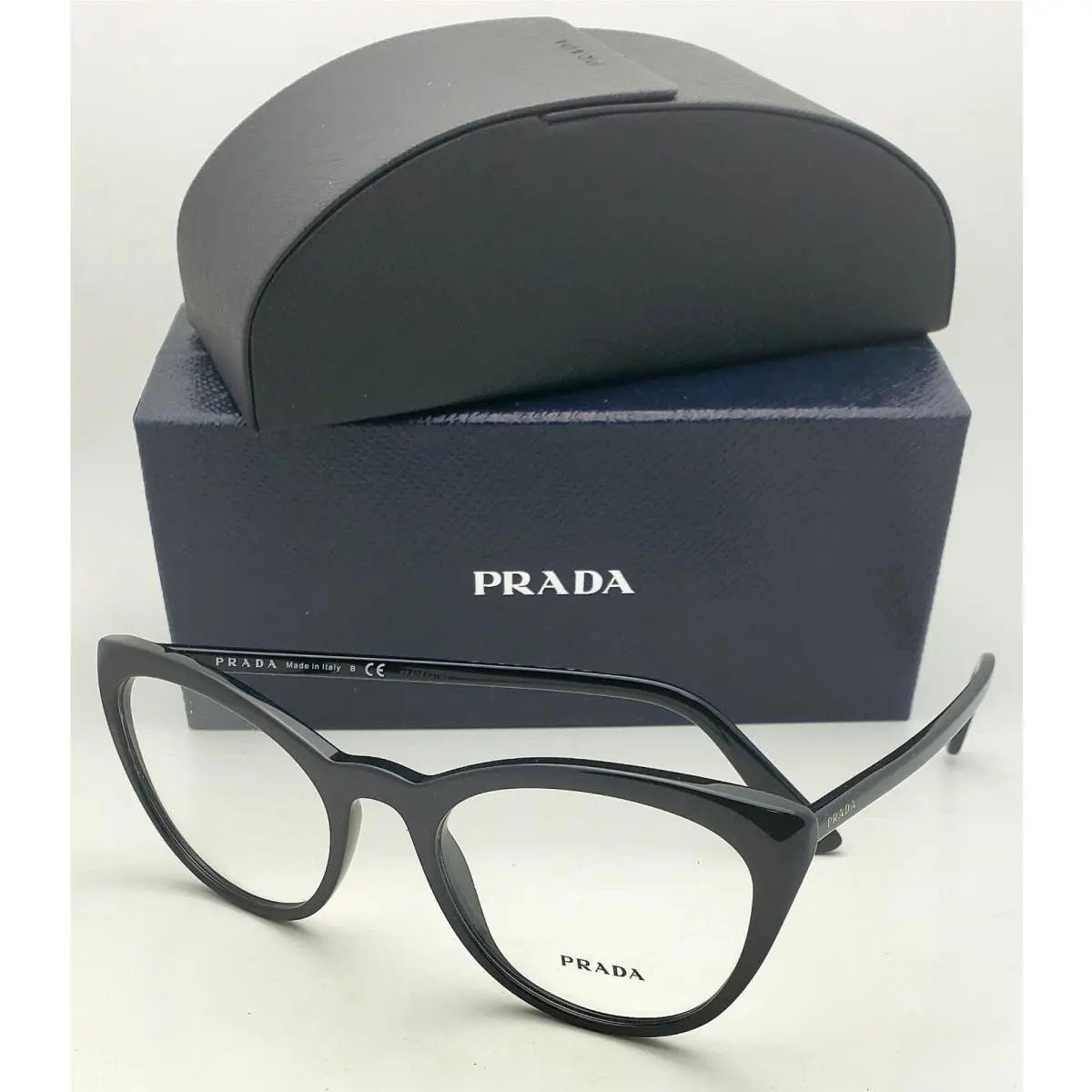 Rx-able Prada Eyeglasses Vpr 07V 1AB-1O1 53-20 Classic Black Cat-eye Frames
