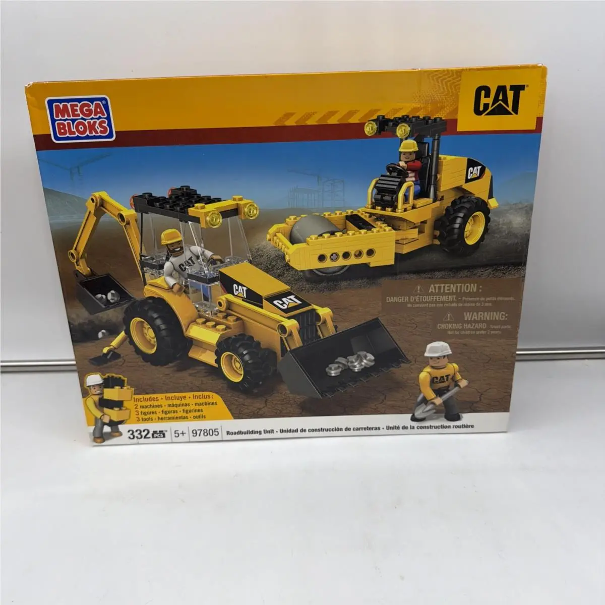 Mega Bloks 2013 American Builders Cat Roadbuilding Unit 332 Pcs Ages 5+ 97805