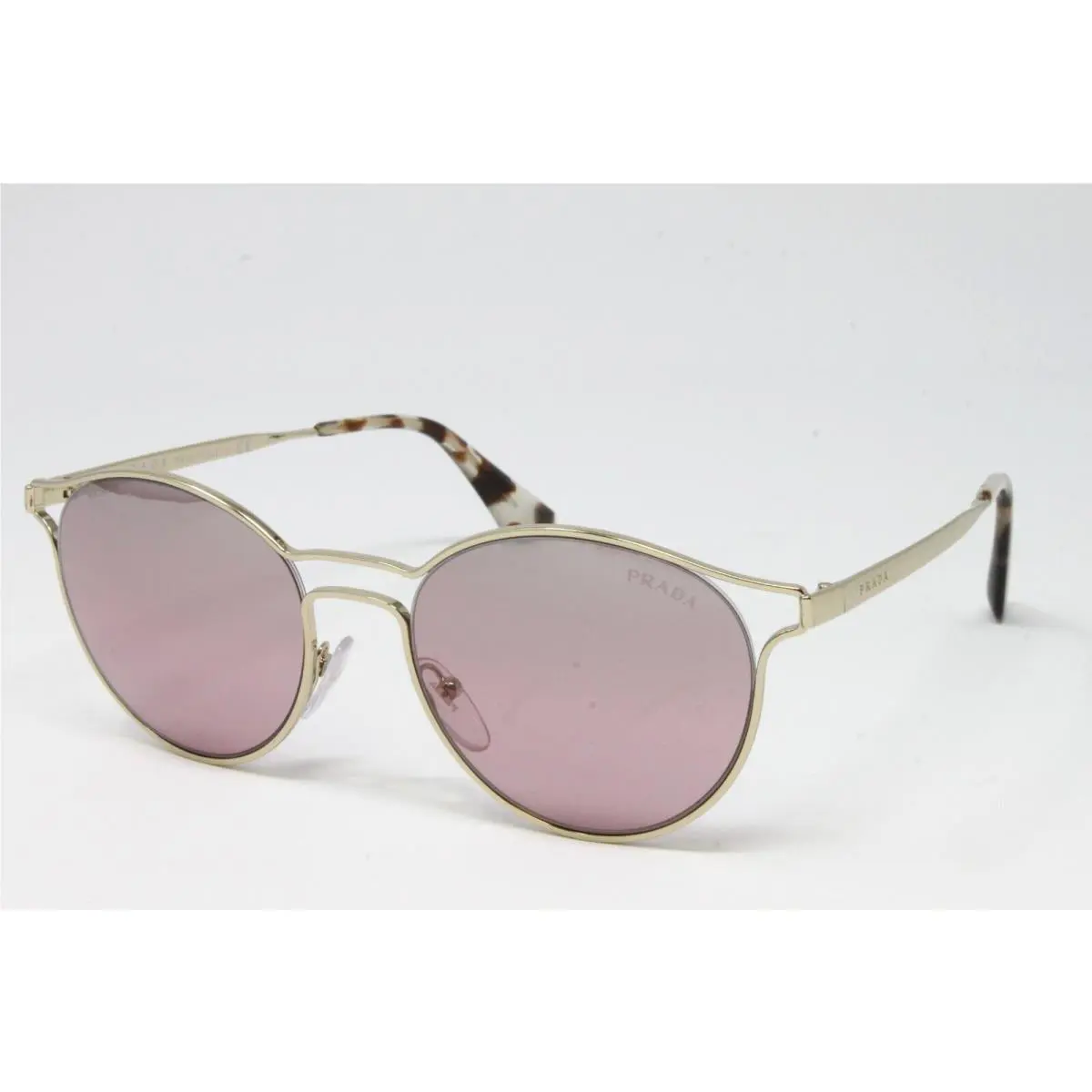 Prada Sunglasses Unisex Round Metal Pale Gold 53mm Mirrored Lens PR62SS-ZVN095