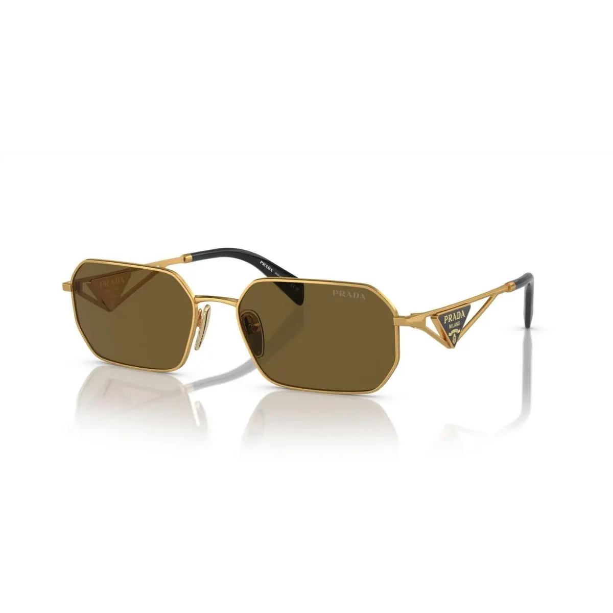 Prada Sunglasses PRA51S 15N01T 58mm Matte Gold / Dark Brown Lens