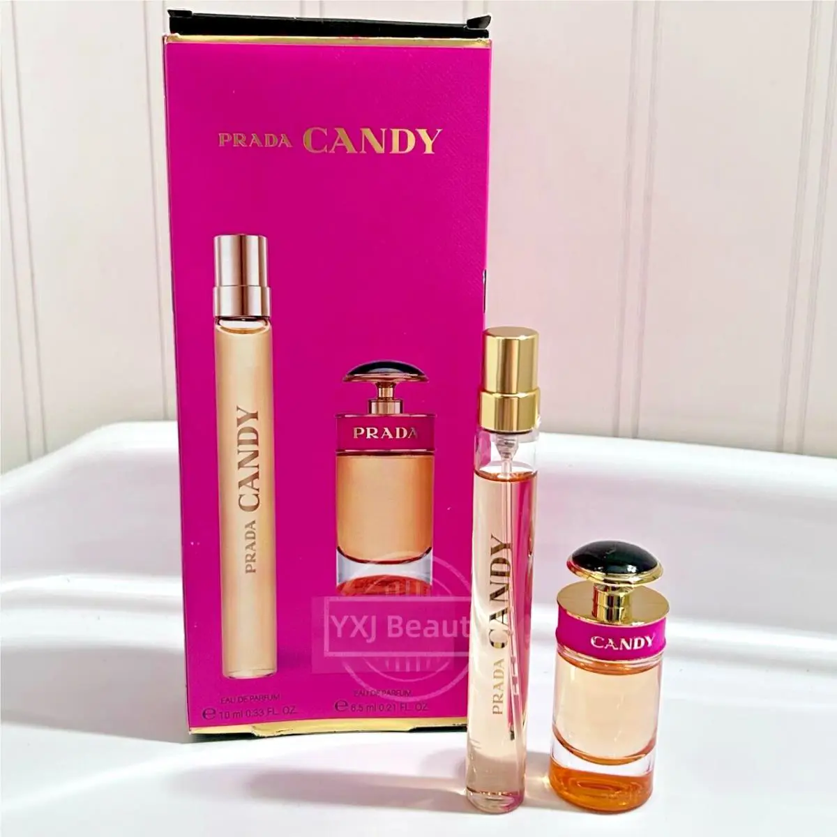 Prada Candy 2PC Gift Set Edp Perfume Mini Duo Spray 0.33oz + Splash 0.21oz